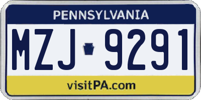 PA license plate MZJ9291