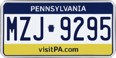 PA license plate MZJ9295