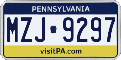 PA license plate MZJ9297