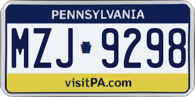 PA license plate MZJ9298