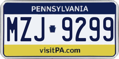 PA license plate MZJ9299