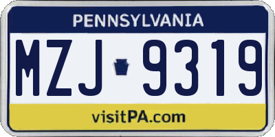 PA license plate MZJ9319