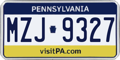 PA license plate MZJ9327