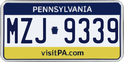 PA license plate MZJ9339
