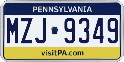 PA license plate MZJ9349