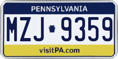 PA license plate MZJ9359