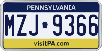 PA license plate MZJ9366