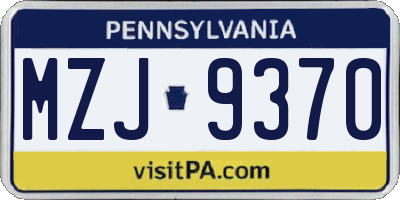 PA license plate MZJ9370