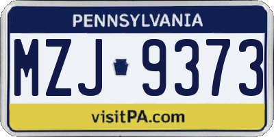 PA license plate MZJ9373