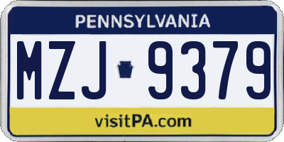 PA license plate MZJ9379