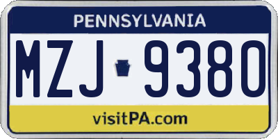 PA license plate MZJ9380