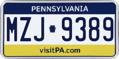 PA license plate MZJ9389