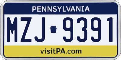 PA license plate MZJ9391