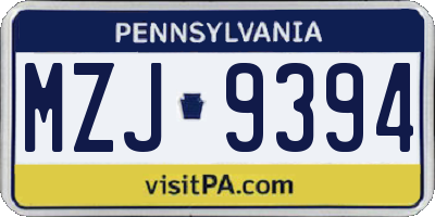 PA license plate MZJ9394