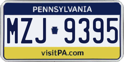 PA license plate MZJ9395