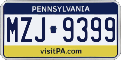 PA license plate MZJ9399