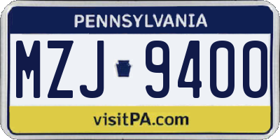 PA license plate MZJ9400