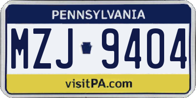 PA license plate MZJ9404