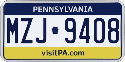 PA license plate MZJ9408