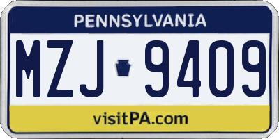 PA license plate MZJ9409