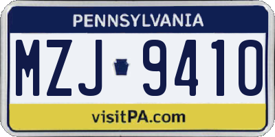 PA license plate MZJ9410