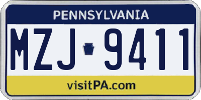 PA license plate MZJ9411
