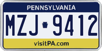 PA license plate MZJ9412