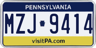 PA license plate MZJ9414