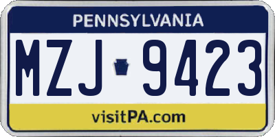 PA license plate MZJ9423
