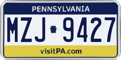 PA license plate MZJ9427
