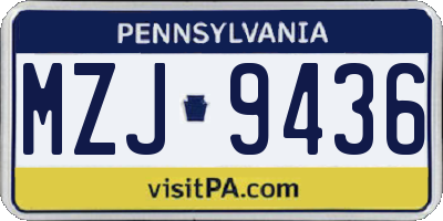 PA license plate MZJ9436