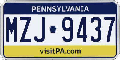 PA license plate MZJ9437