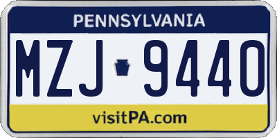 PA license plate MZJ9440