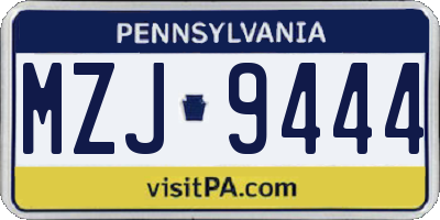 PA license plate MZJ9444