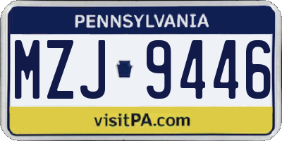 PA license plate MZJ9446