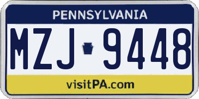 PA license plate MZJ9448