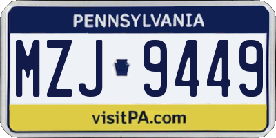 PA license plate MZJ9449