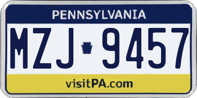 PA license plate MZJ9457