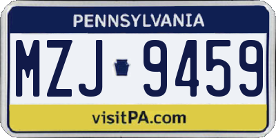 PA license plate MZJ9459