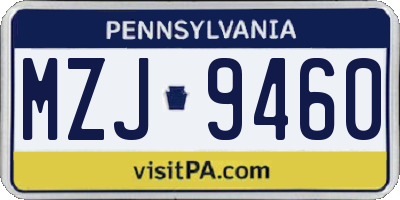 PA license plate MZJ9460