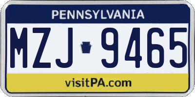 PA license plate MZJ9465