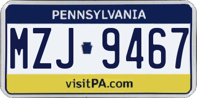PA license plate MZJ9467