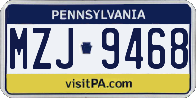 PA license plate MZJ9468
