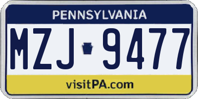 PA license plate MZJ9477