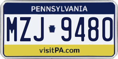 PA license plate MZJ9480