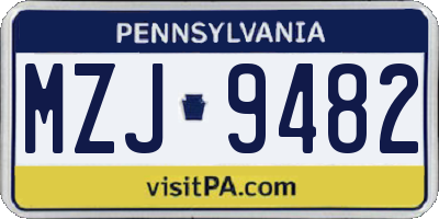 PA license plate MZJ9482