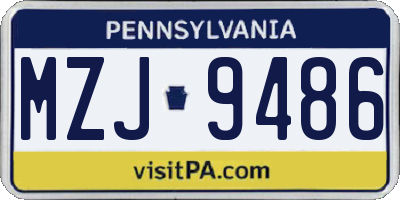 PA license plate MZJ9486