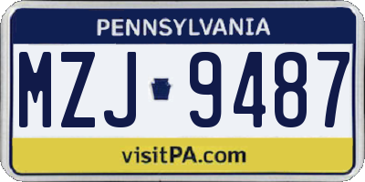 PA license plate MZJ9487
