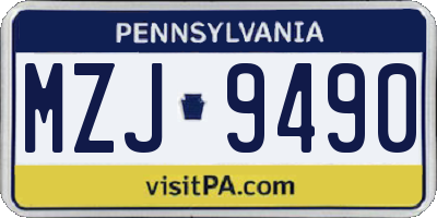 PA license plate MZJ9490