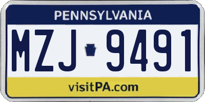 PA license plate MZJ9491